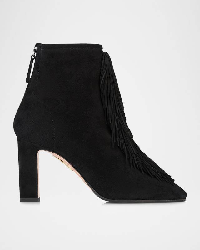 Gytane Fringe Suede Ankle Booties